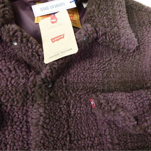 Levi’s Faux Sherpa Relaxed Fit Vintage Trucker Work Jacket NWT Plaid Dyed - Picture 6 of 12